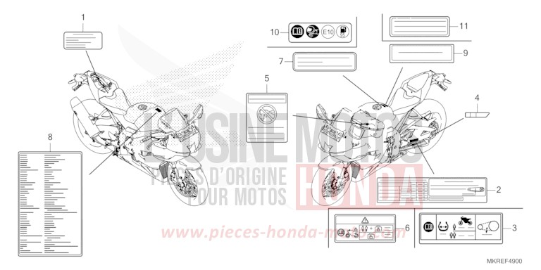 ETIQUETTE DE PRECAUTIONS de CBR1000RR SP SP1 SP2 MAT PEARL MORION BLACK (NHC33) 2024